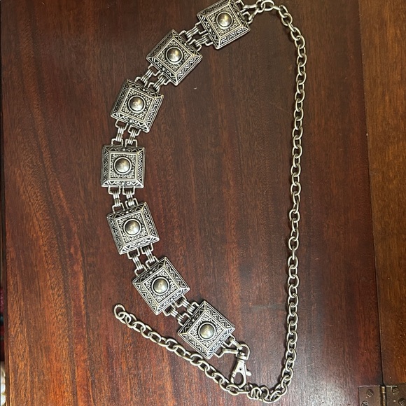 Vintage Chunky Nickel Silver Hardware Chain Belt OS main image 4